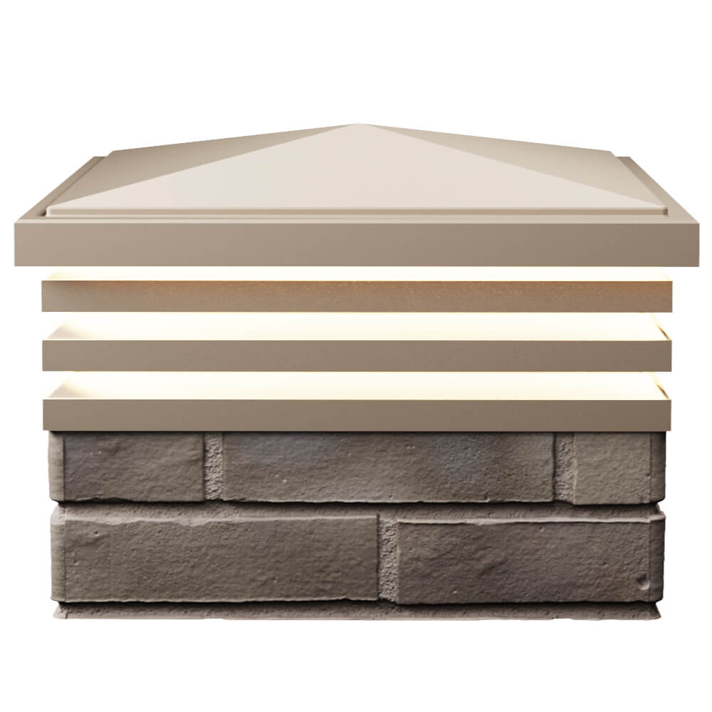Колпак Zking Бона ХайТек Бежевый на столб 1.5х1.5 кирпича (385х385мм) с подсветкой в Владивостоке фото