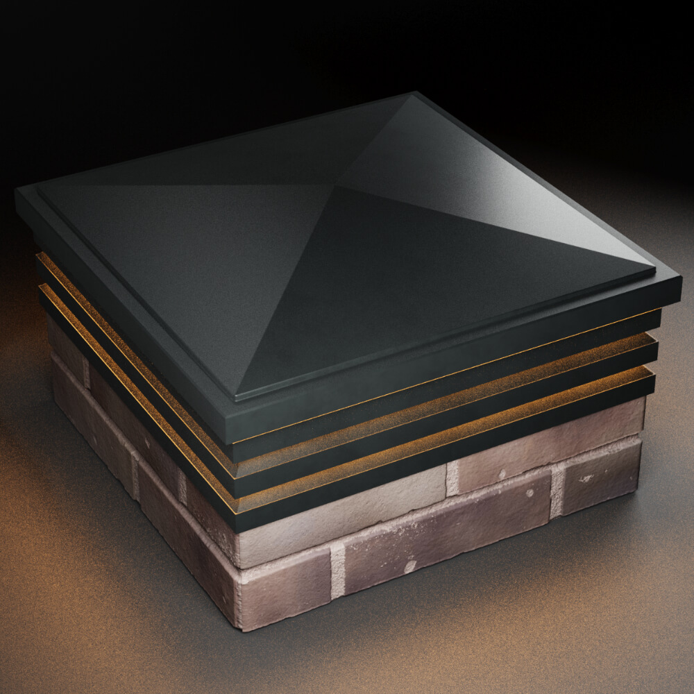 Колпак Zking Бона ХайТек Черный на столб 2х2 кирпича (513х513мм) с подсветкой в Владивостоке фото