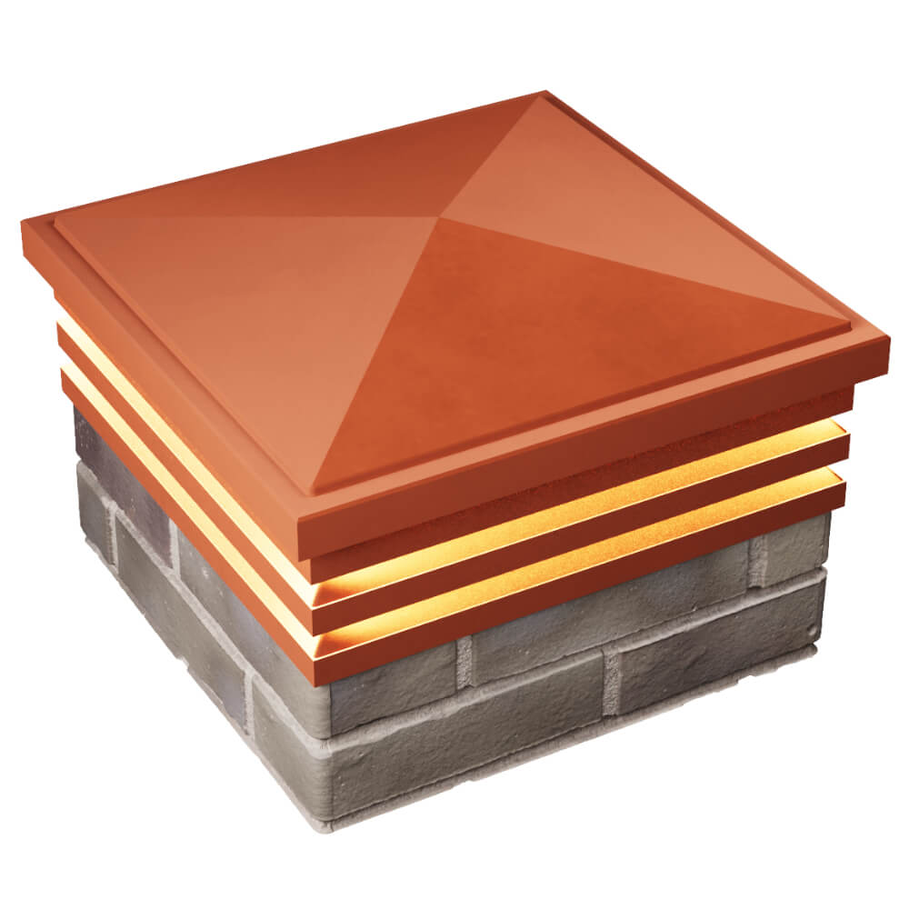 Колпак Zking Бона ХайТек Красный на столб 1.5х1.5 кирпича (385х385мм) с подсветкой в Владивостоке фото