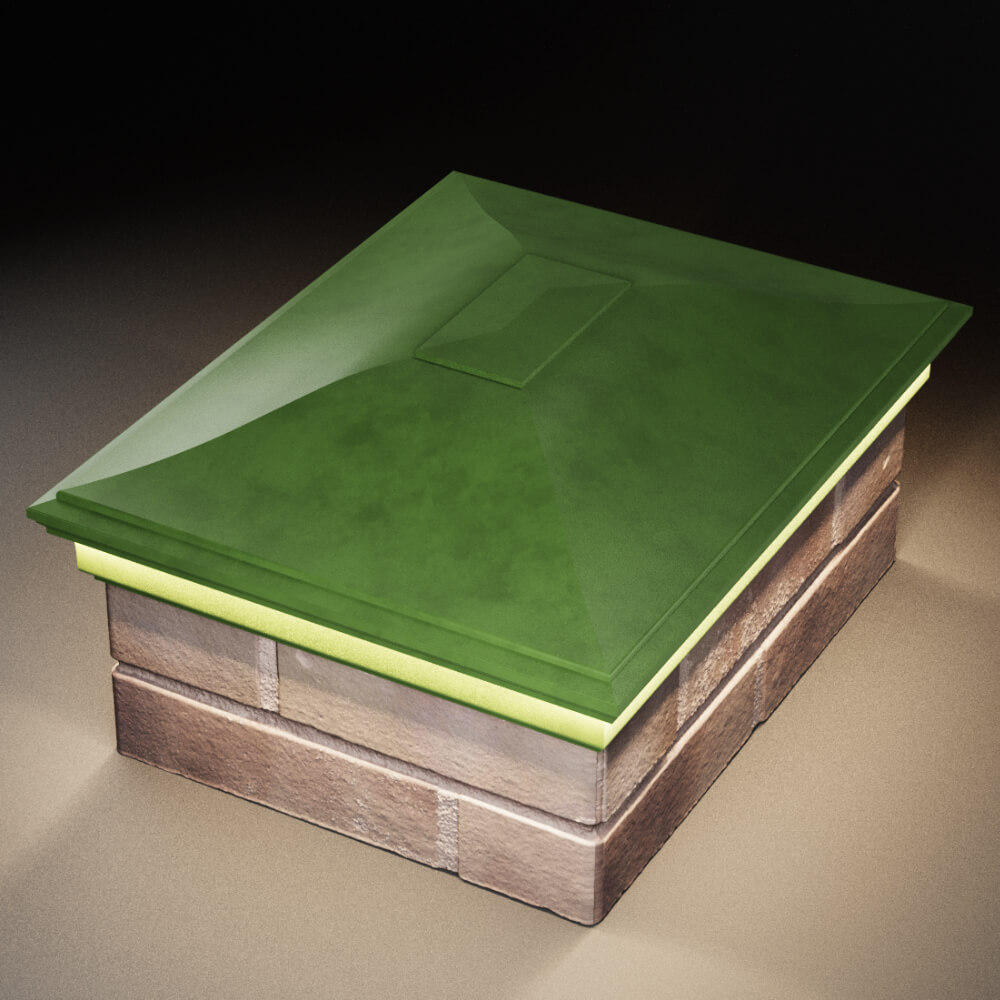 Колпак Zking Монблан Зеленый на столб 2х1.5 кирпича (515х385мм) c подсветкой в Владивостоке фото