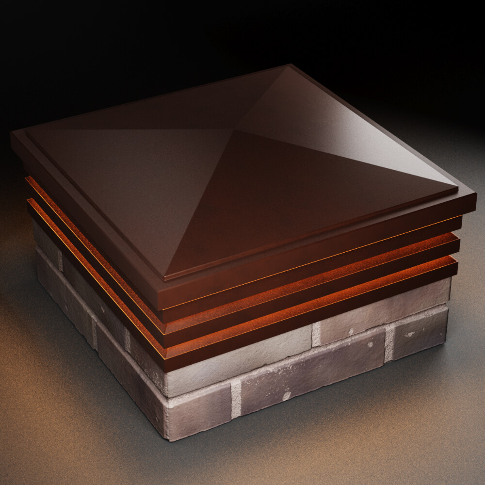 Колпак Zking Бона ХайТек Коричневый на столб 2х2 кирпича (513х513мм) с подсветкой в Владивостоке фото