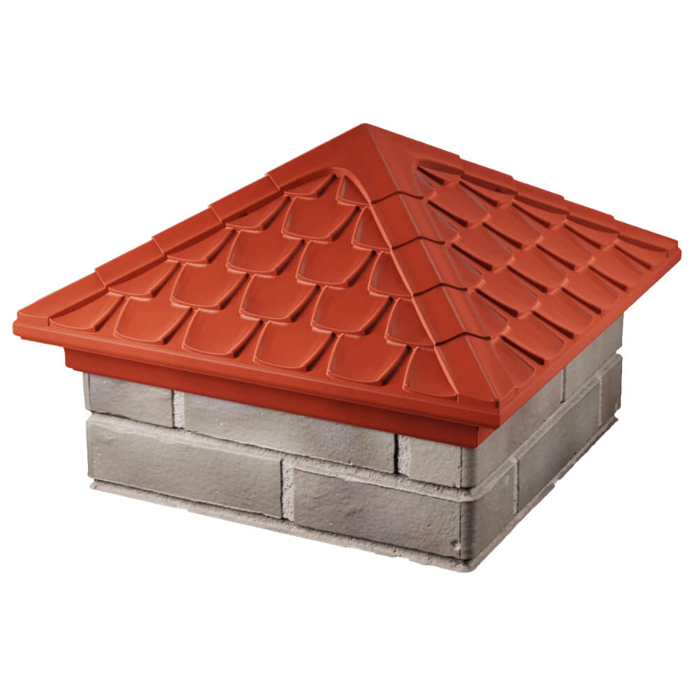 Колпак Zking Эльбрус Красный на столб 1.5х1.5 кирпича (385х385мм) в Владивостоке фото