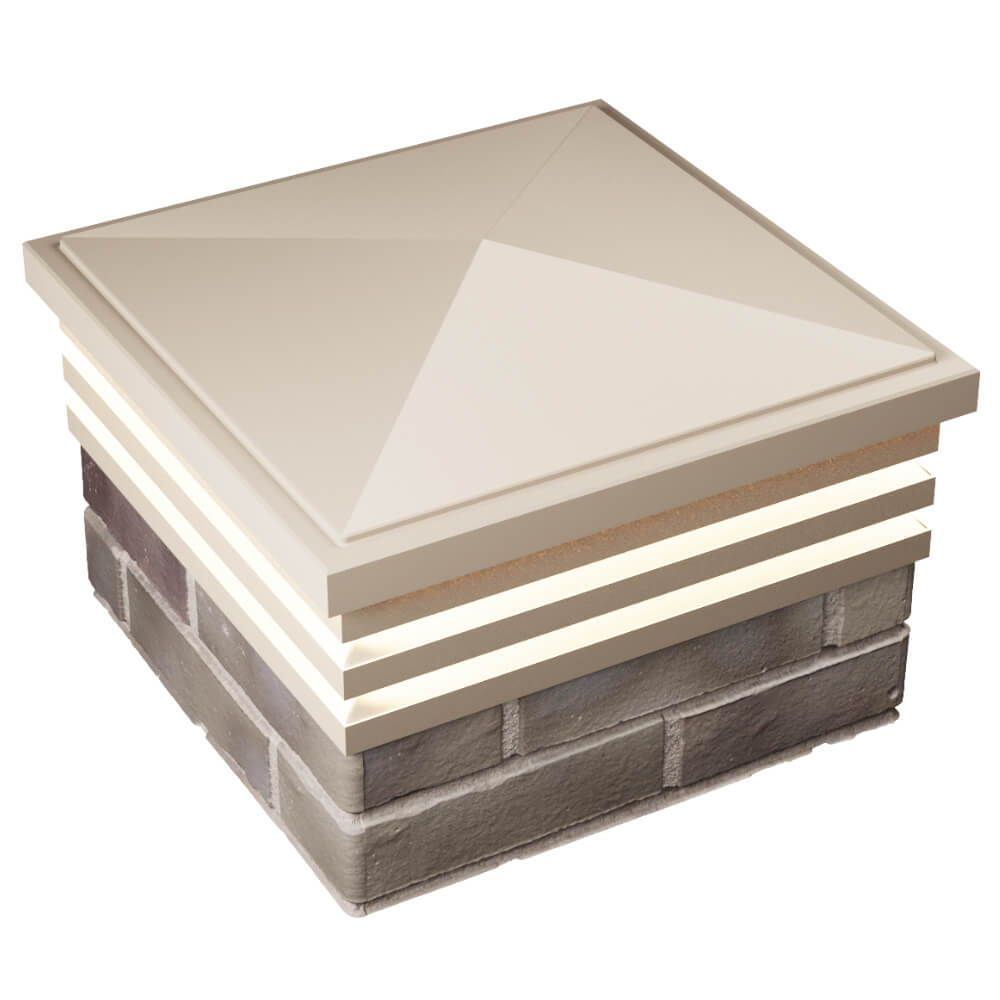 Колпак Zking Бона ХайТек Бежевый на столб 1.5х1.5 кирпича (385х385мм) с подсветкой в Владивостоке фото