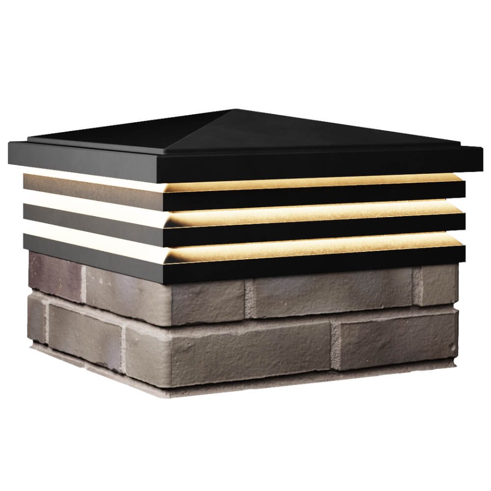 Колпак Zking Бона ХайТек Черный на столб 1.5х1.5 кирпича (385х385мм) с подсветкой в Владивостоке фото