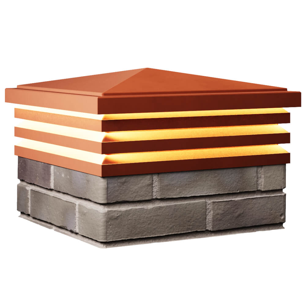 Колпак Zking Бона ХайТек Красный на столб 1.5х1.5 кирпича (385х385мм) с подсветкой в Владивостоке фото