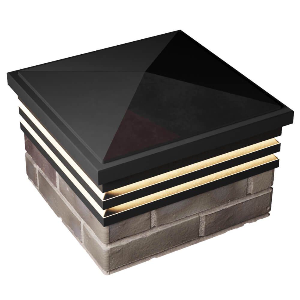 Колпак Zking Бона ХайТек Черный на столб 1.5х1.5 кирпича (385х385мм) с подсветкой в Владивостоке фото