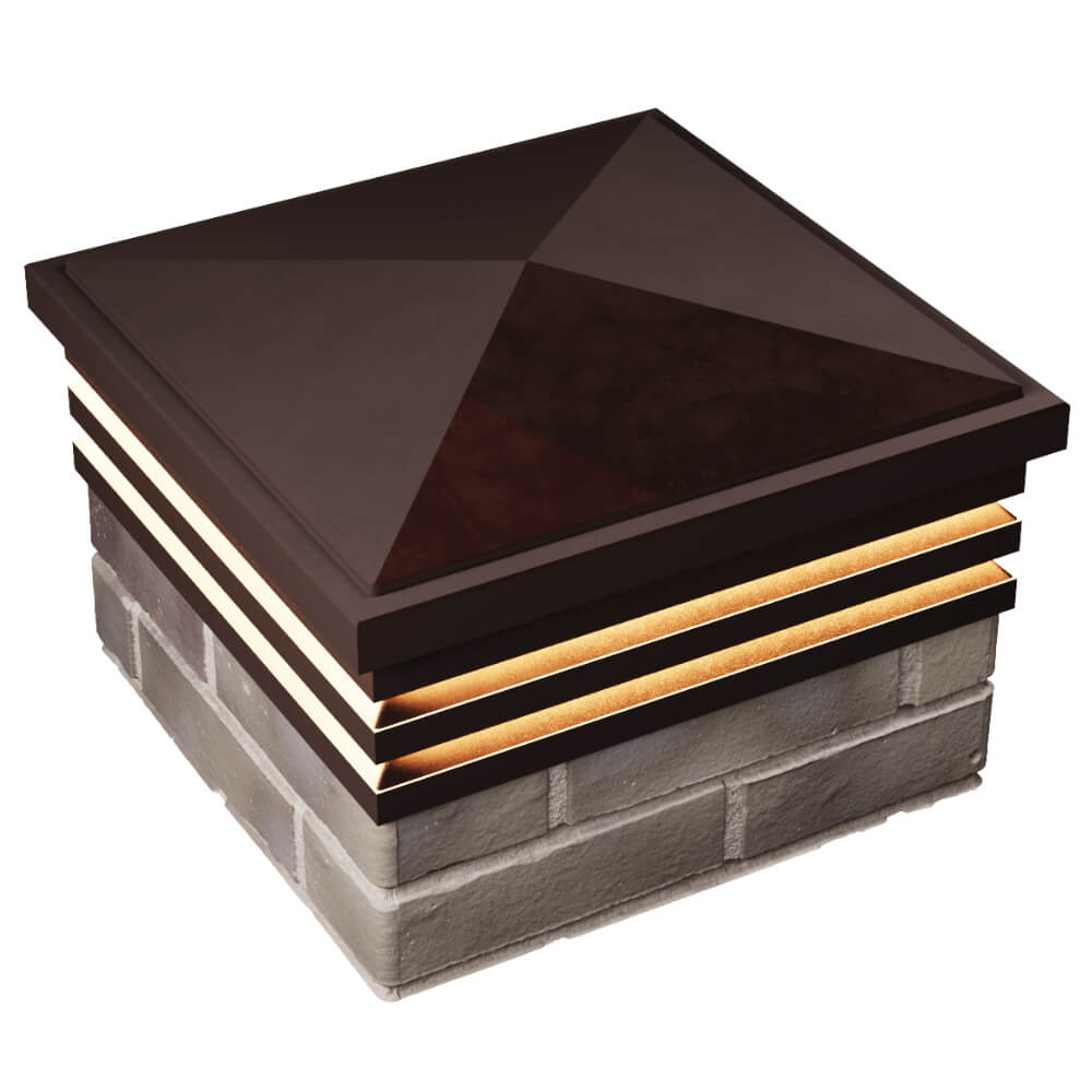 Колпак Zking Бона ХайТек Коричневый на столб 1.5х1.5 кирпича (385х385мм) с подсветкой в Владивостоке фото