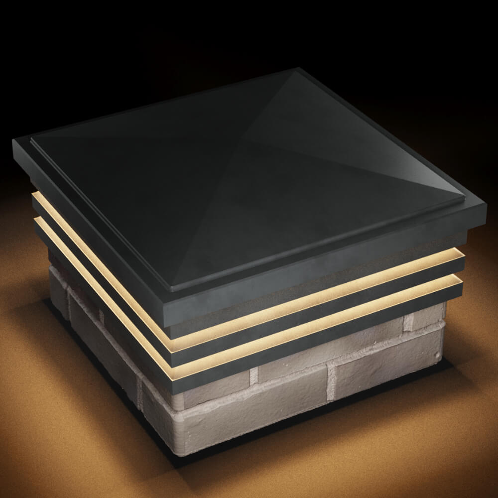 Колпак Zking Бона ХайТек Серый на столб 1.5х1.5 кирпича (385х385мм) с подсветкой в Владивостоке фото