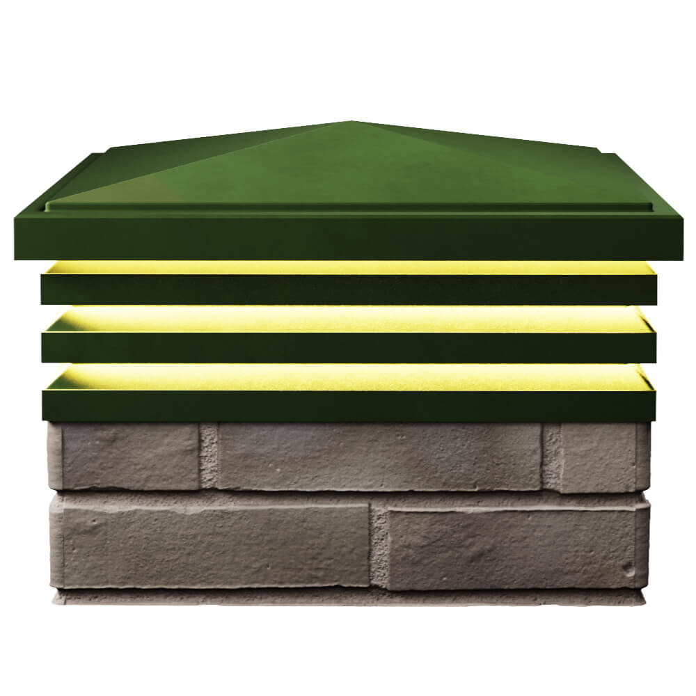 Колпак Zking Бона ХайТек Зеленый на столб 1.5х1.5 кирпича (385х385мм) с подсветкой в Владивостоке фото