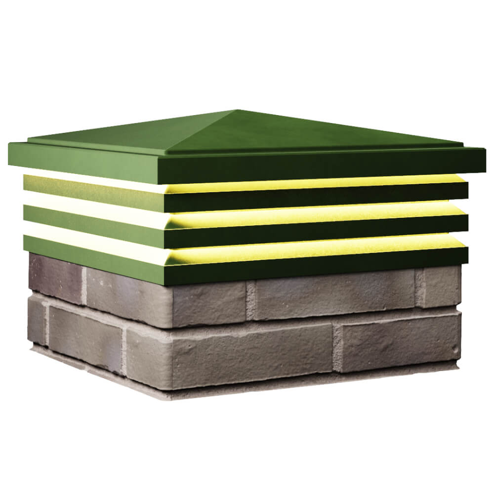 Колпак Zking Бона ХайТек Зеленый на столб 1.5х1.5 кирпича (385х385мм) с подсветкой в Владивостоке фото