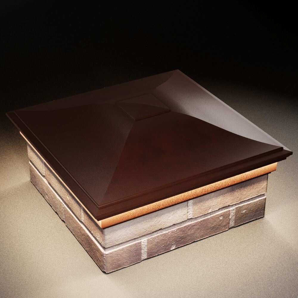 Колпак Zking Монблан Коричневый на столб 2х2 кирпича (515х515мм) c подсветкой в Владивостоке фото