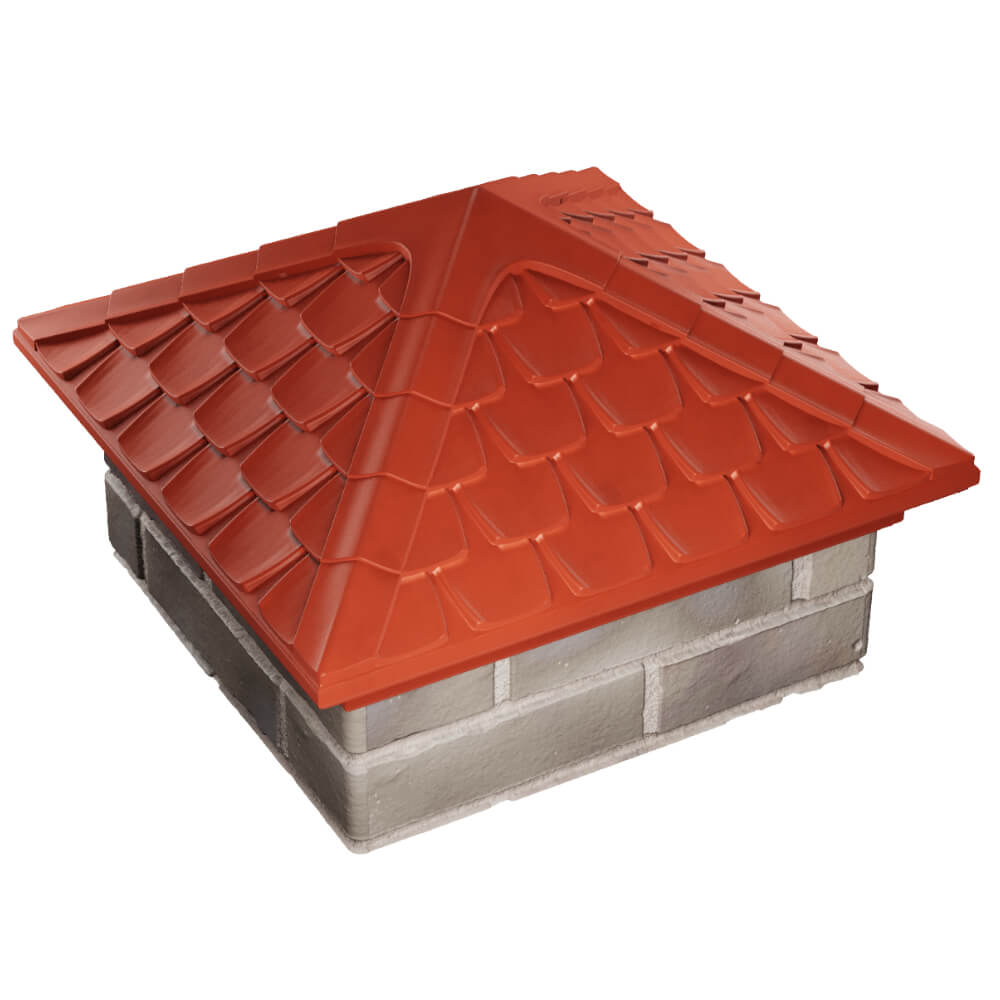 Колпак Zking Эльбрус Красный на столб 1.5х1.5 кирпича (385х385мм) в Владивостоке фото