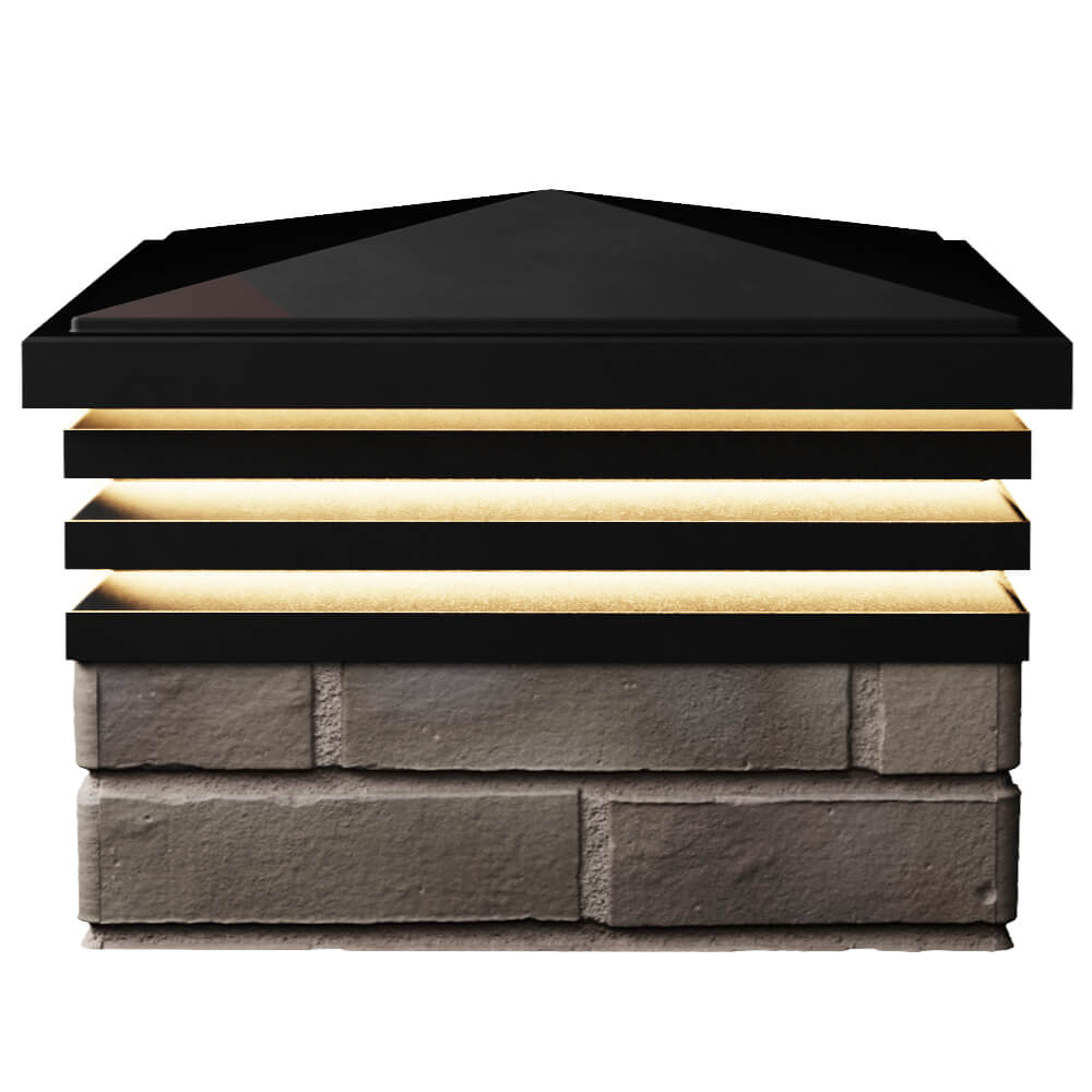 Колпак Zking Бона ХайТек Черный на столб 1.5х1.5 кирпича (385х385мм) с подсветкой в Владивостоке фото