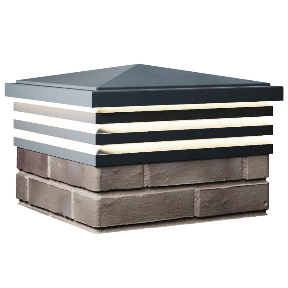 Колпак Zking Бона ХайТек Серый на столб 1.5х1.5 кирпича (385х385мм) с подсветкой в Владивостоке фото