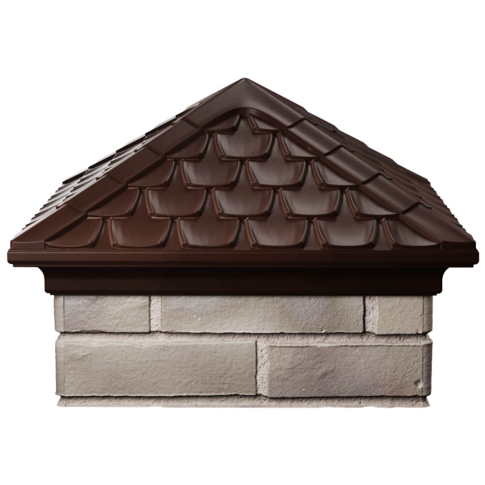 Колпак Zking Эльбрус Коричневый на столб 1.5х1.5 кирпича (385х385мм) Владивосток фото