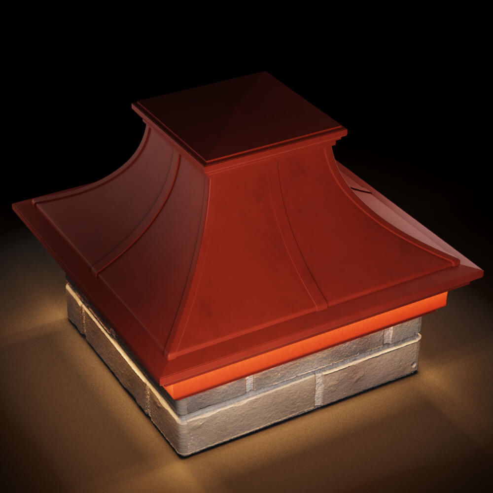 Колпак Zking Монблан Премиум Красный на столб 1.5х1.5 кирпича (385х385мм) с подсветкой в Владивостоке фото