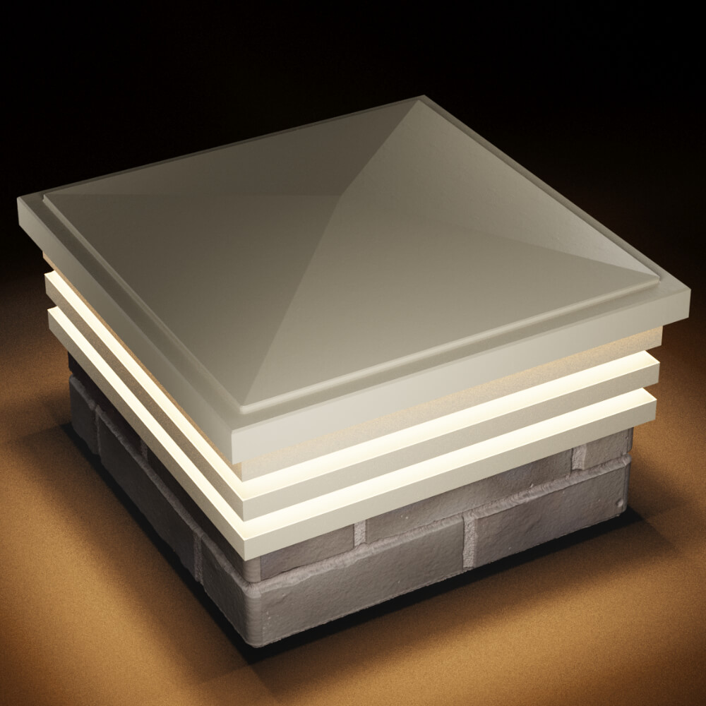 Колпак Zking Бона ХайТек Бежевый на столб 1.5х1.5 кирпича (385х385мм) с подсветкой в Владивостоке фото