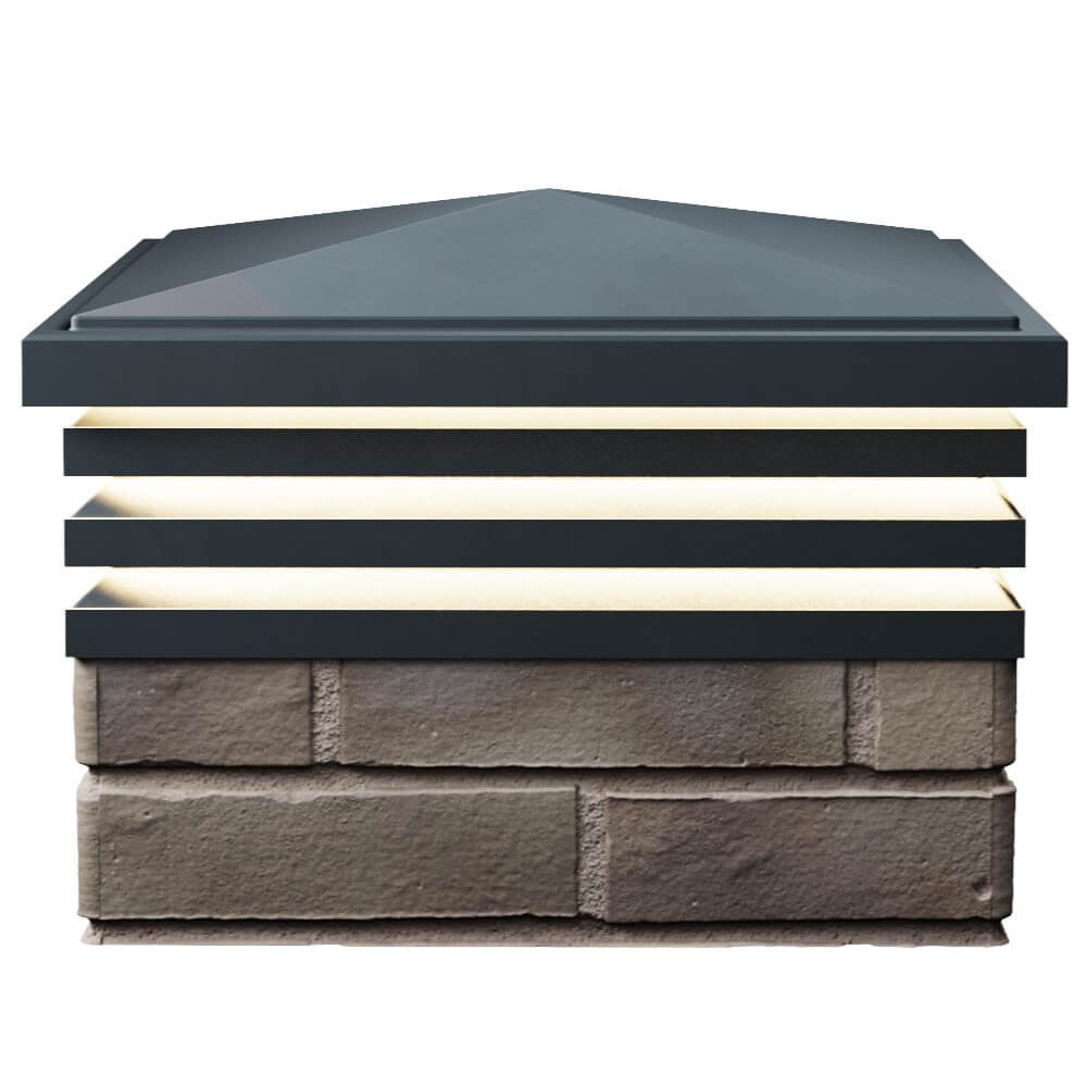 Колпак Zking Бона ХайТек Серый на столб 1.5х1.5 кирпича (385х385мм) с подсветкой в Владивостоке фото