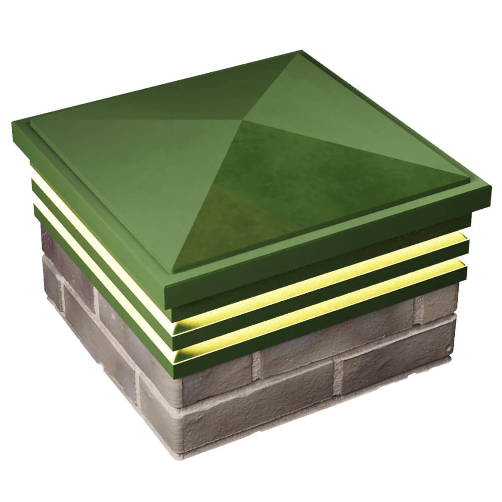 Колпак Zking Бона ХайТек Зеленый на столб 1.5х1.5 кирпича (385х385мм) с подсветкой в Владивостоке фото