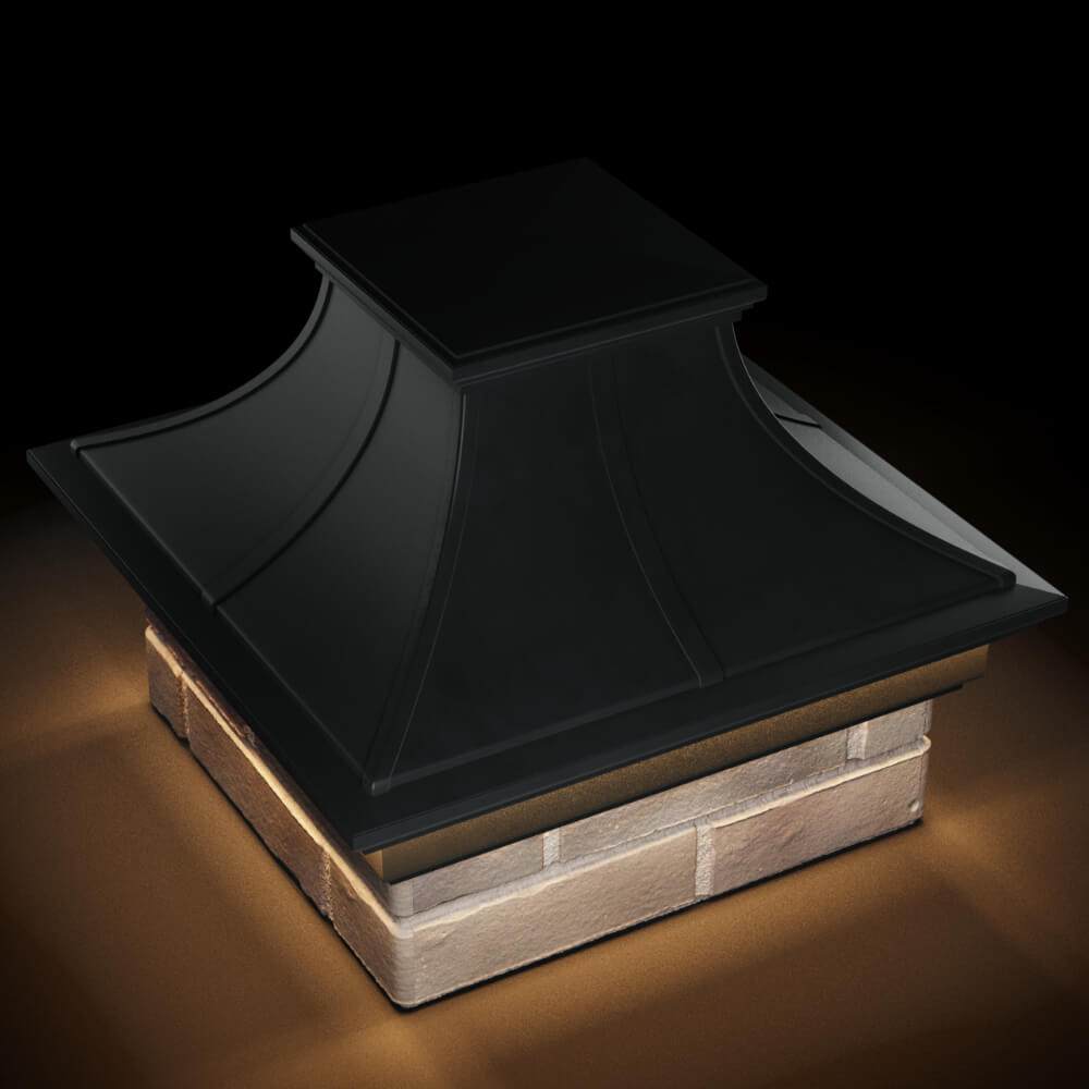 Колпак Zking Монблан Премиум Черный на столб 1.5х1.5 кирпича (385х385мм) с подсветкой в Владивостоке фото