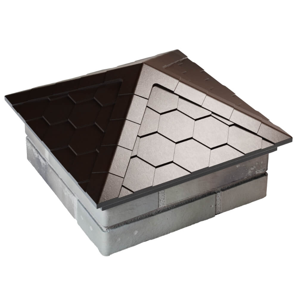 Колпак Zking Эверест Коричневый на столб 1.5х1.5 кирпича (390х390мм) в Владивостоке фото