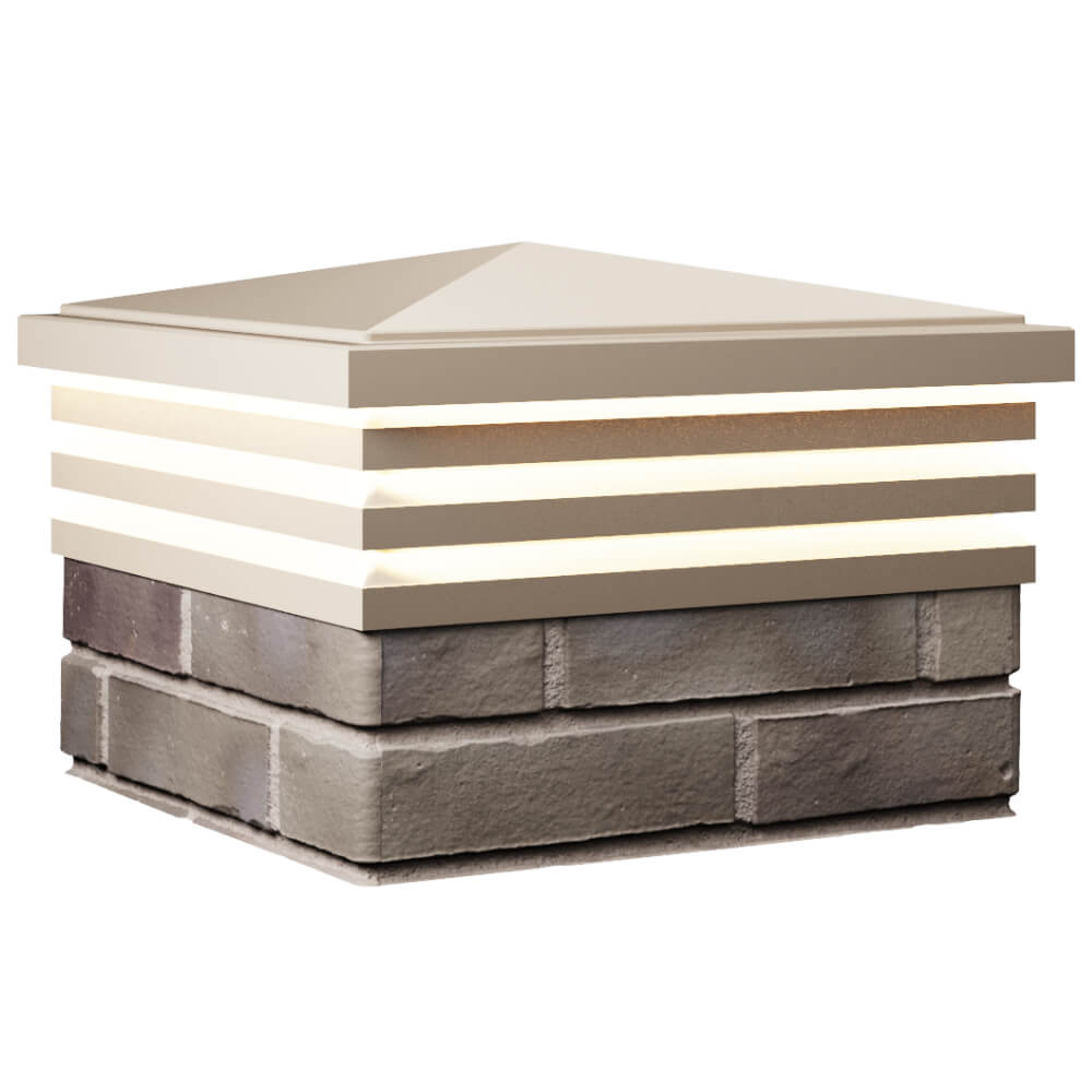 Колпак Zking Бона ХайТек Бежевый на столб 1.5х1.5 кирпича (385х385мм) с подсветкой в Владивостоке фото