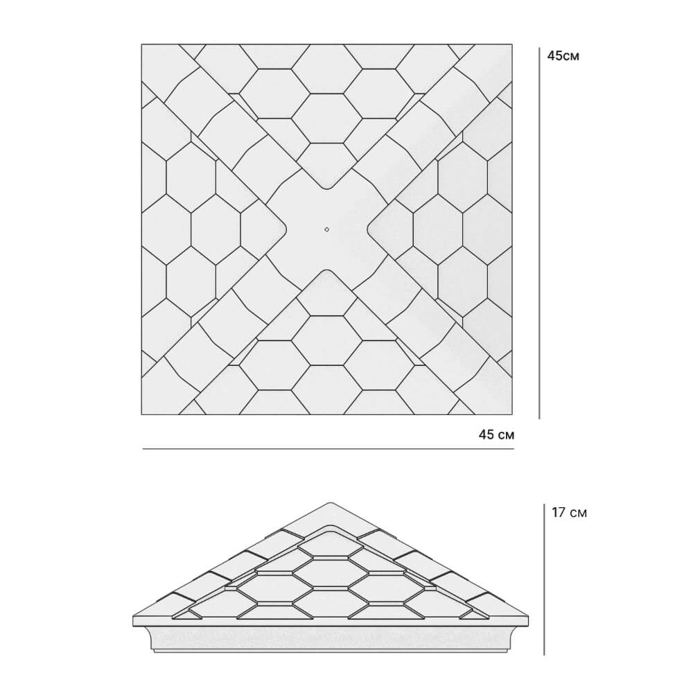 Колпак Zking Эверест Серый на столб 1.5х1.5 кирпича (390х390мм) в Владивостоке фото