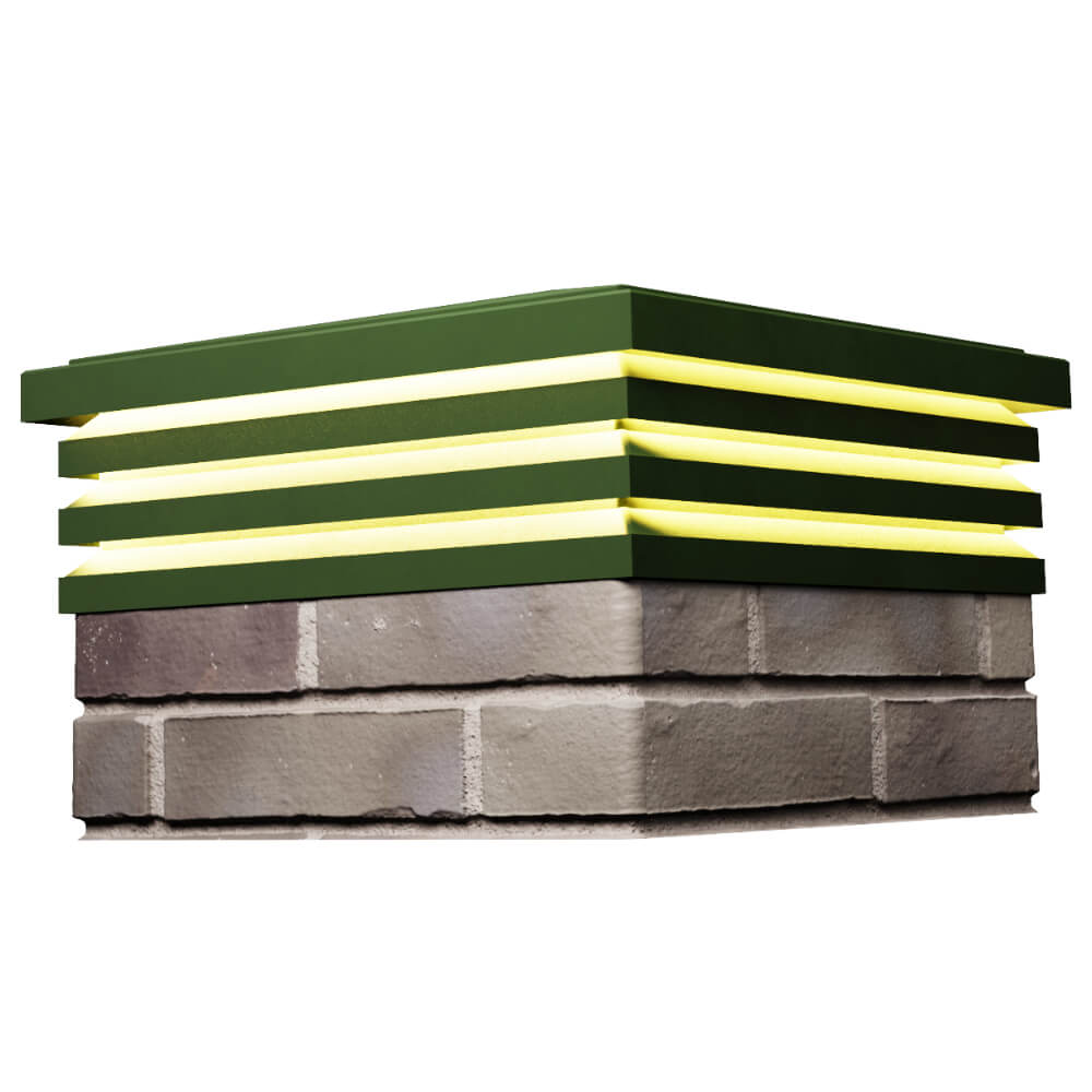 Колпак Zking Бона ХайТек Зеленый на столб 1.5х1.5 кирпича (385х385мм) с подсветкой в Владивостоке фото