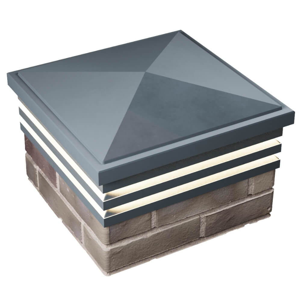 Колпак Zking Бона ХайТек Серый на столб 1.5х1.5 кирпича (385х385мм) с подсветкой в Владивостоке фото