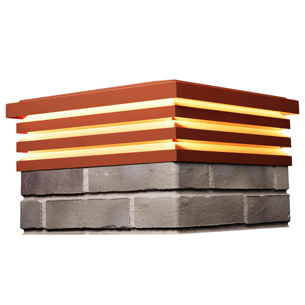 Колпак Zking Бона ХайТек Красный на столб 1.5х1.5 кирпича (385х385мм) с подсветкой в Владивостоке фото