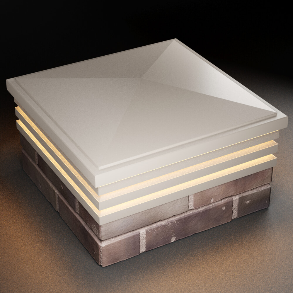 Колпак Zking Бона ХайТек Бежевый на столб 2х2 кирпича (513х513мм) с подсветкой в Владивостоке фото