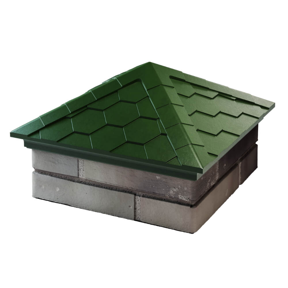 Колпак Zking Эверест Зеленый на столб 1.5х1.5 кирпича (390х390мм) в Владивостоке фото