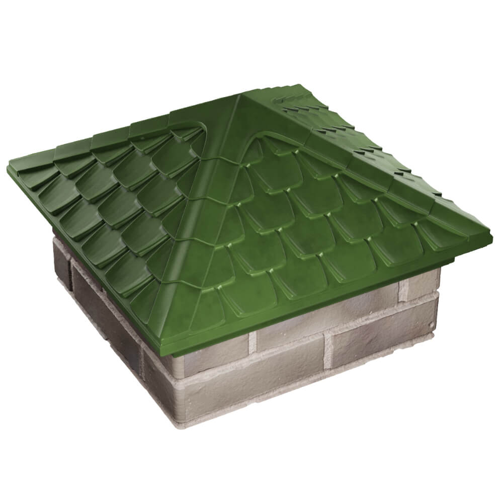 Колпак Zking Эльбрус Зеленый на столб 1.5х1.5 кирпича (385х385мм) в Владивостоке фото