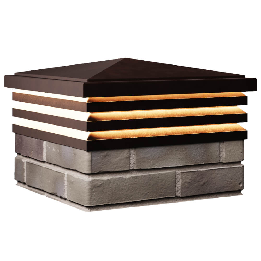 Колпак Zking Бона ХайТек Коричневый на столб 1.5х1.5 кирпича (385х385мм) с подсветкой в Владивостоке фото