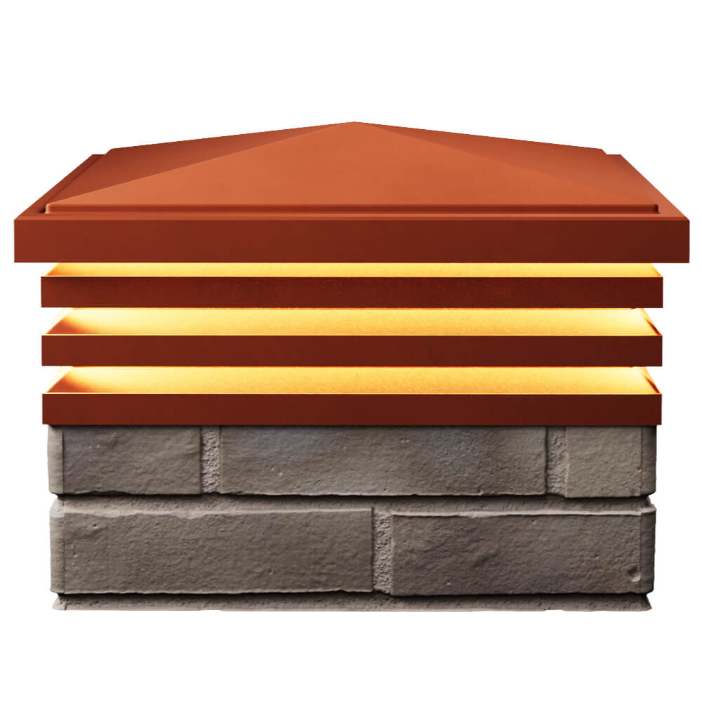 Колпак Zking Бона ХайТек Красный на столб 1.5х1.5 кирпича (385х385мм) с подсветкой в Владивостоке фото