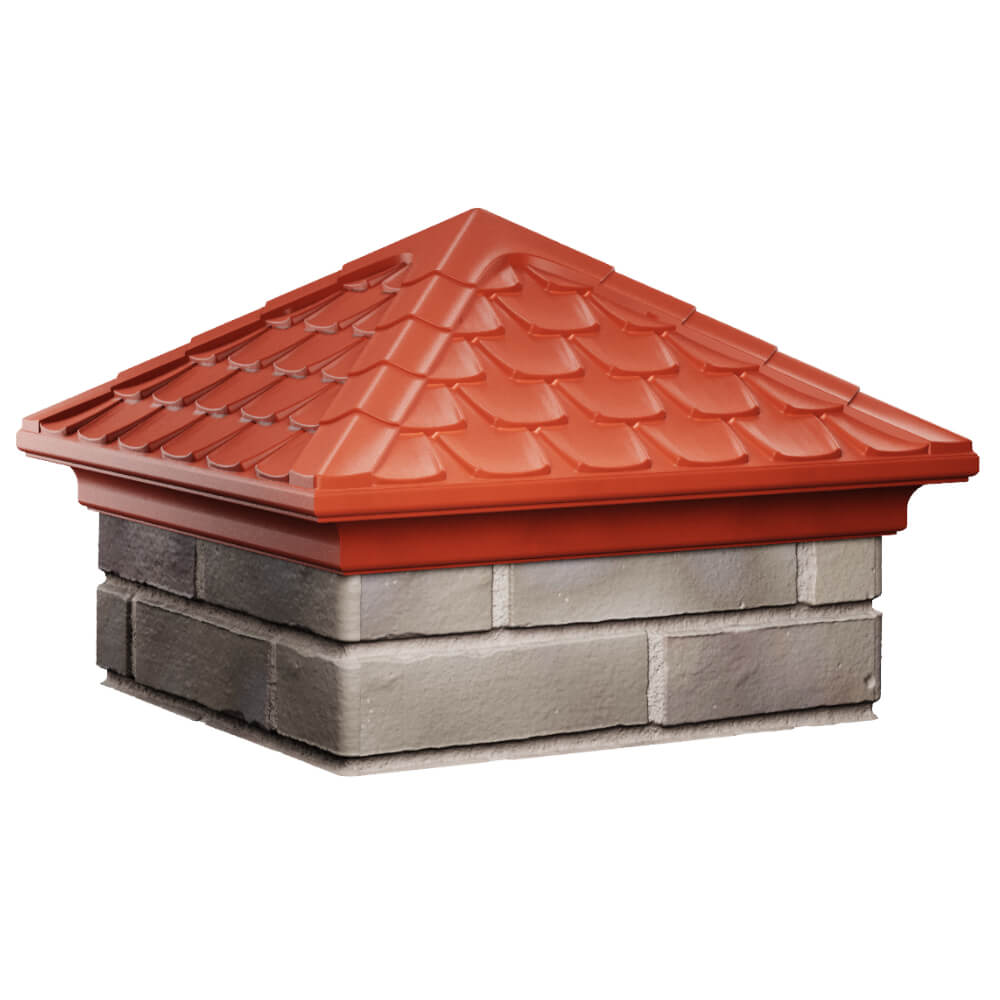 Колпак Zking Эльбрус Красный на столб 1.5х1.5 кирпича (385х385мм) в Владивостоке фото