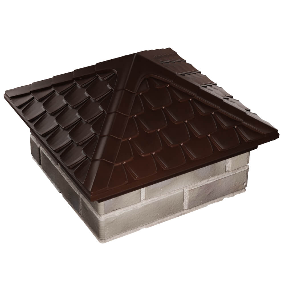 Колпак Zking Эльбрус Коричневый на столб 1.5х1.5 кирпича (385х385мм) в Владивостоке фото