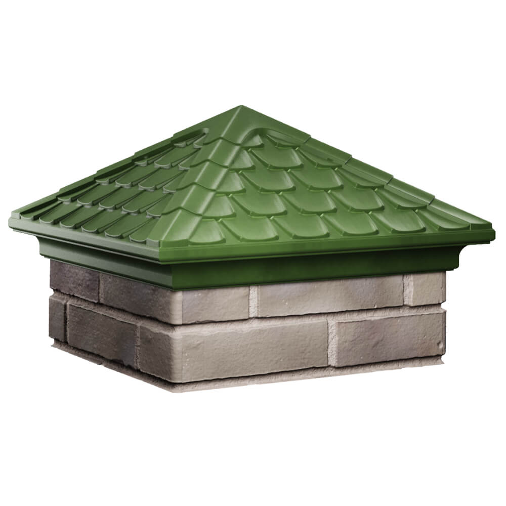 Колпак Zking Эльбрус Зеленый на столб 1.5х1.5 кирпича (385х385мм) в Владивостоке фото