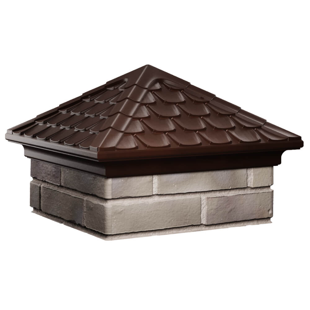 Колпак Zking Эльбрус Коричневый на столб 1.5х1.5 кирпича (385х385мм) в Владивостоке фото