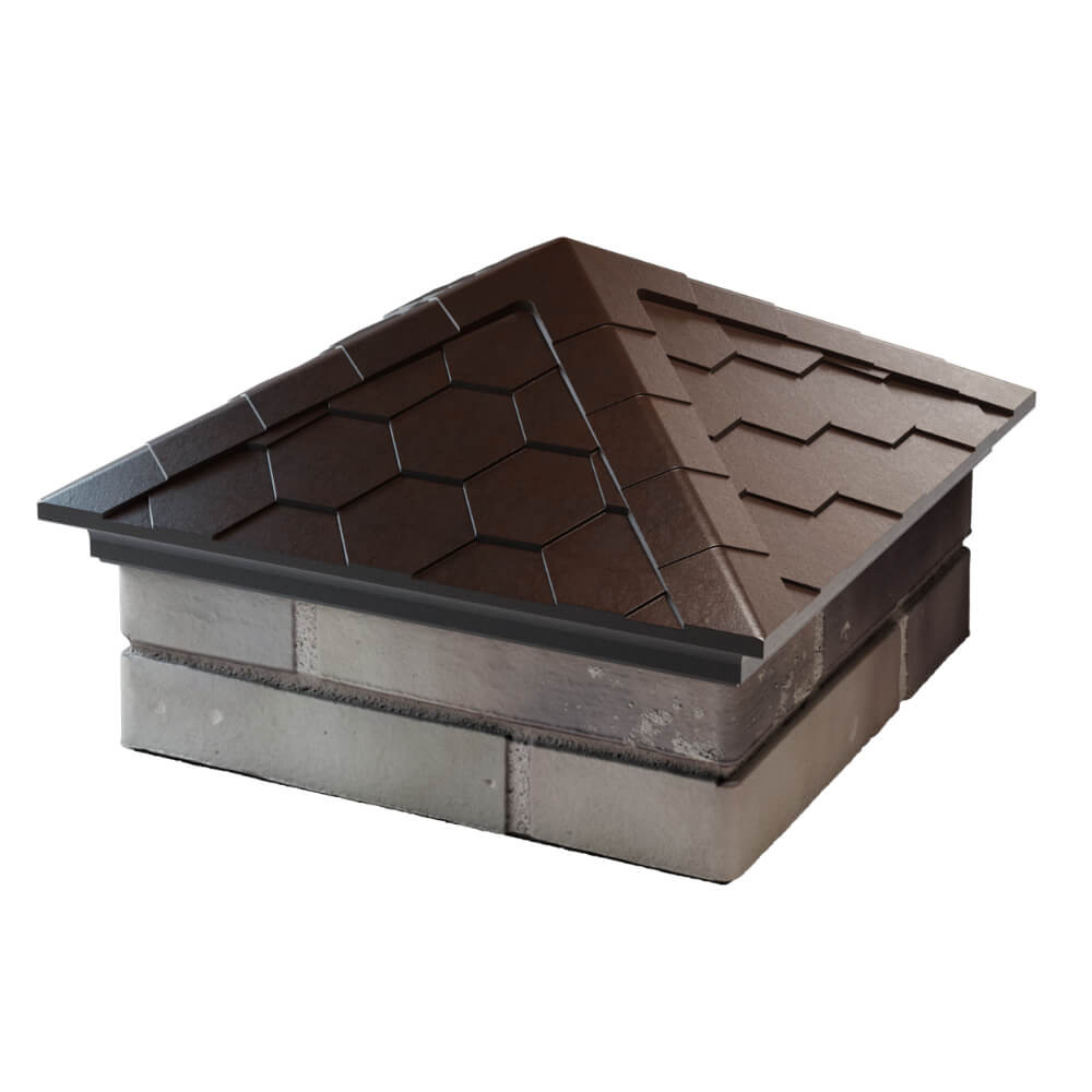 Колпак Zking Эверест Коричневый на столб 1.5х1.5 кирпича (390х390мм) в Владивостоке фото