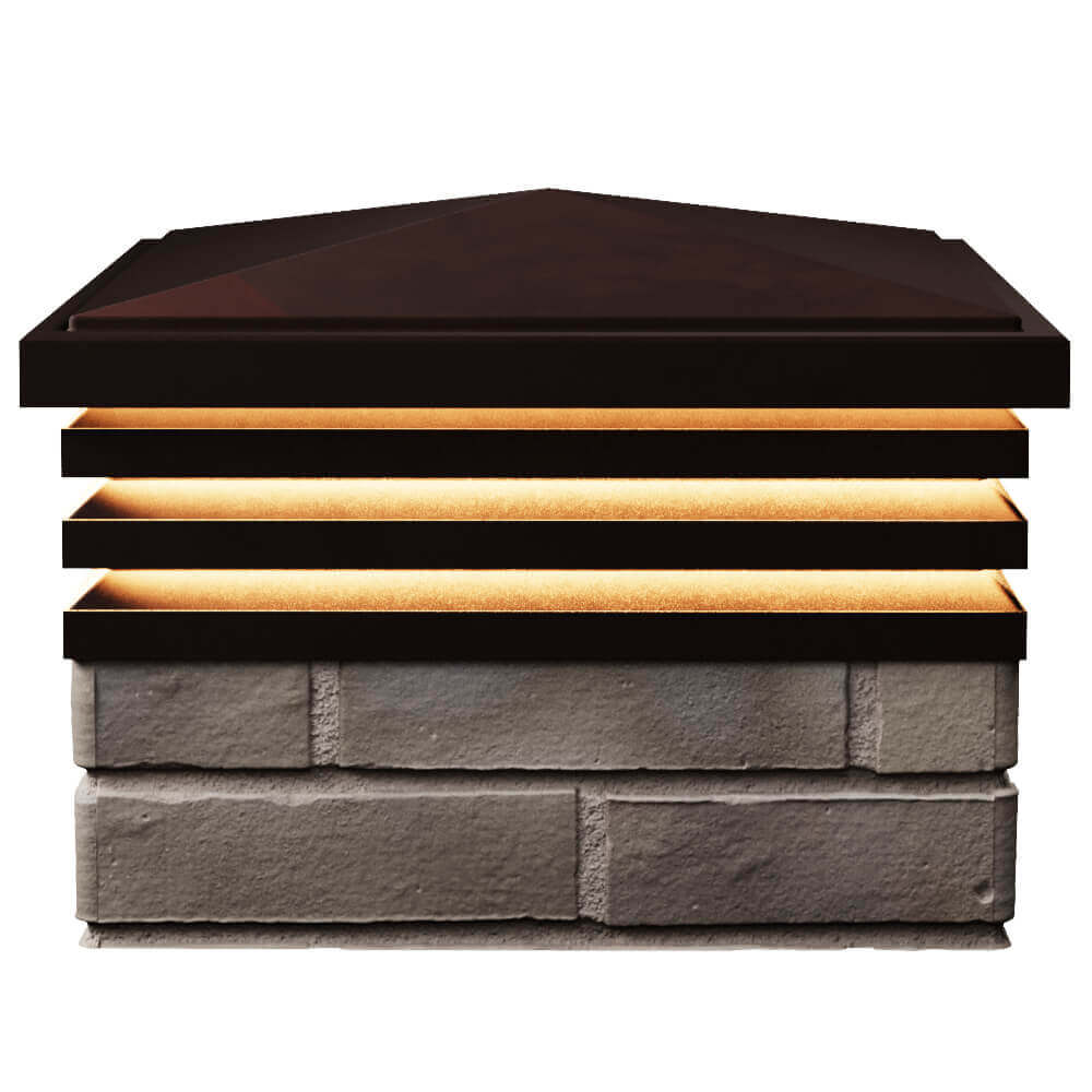 Колпак Zking Бона ХайТек Коричневый на столб 1.5х1.5 кирпича (385х385мм) с подсветкой в Владивостоке фото